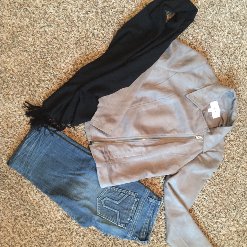 Grey Suede Zip Jacket